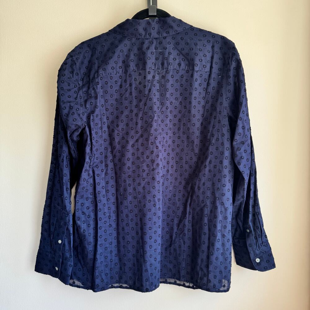 New Talbots Embroidered Button Front Shirt Top Blue Collared Long Sleeve Sz 1X - Picture 5 of 5